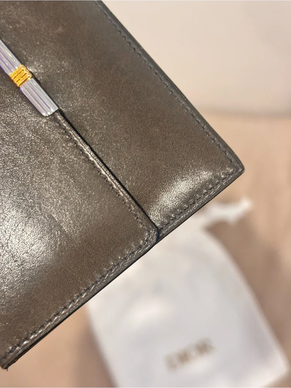 DIOR Vintage 80’s Gray Slim Leather Card Holder Wallet W/ Dustbag